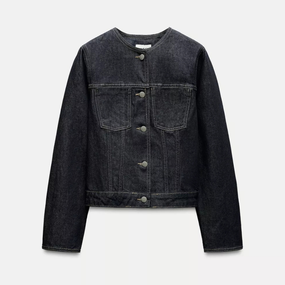Zara Collection Blogger Fave Fitted Denim Blazer/Jacket Size Medium - Picture 2 of 12